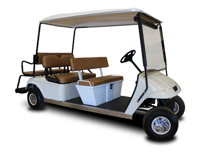 white golf cart to 4 persons